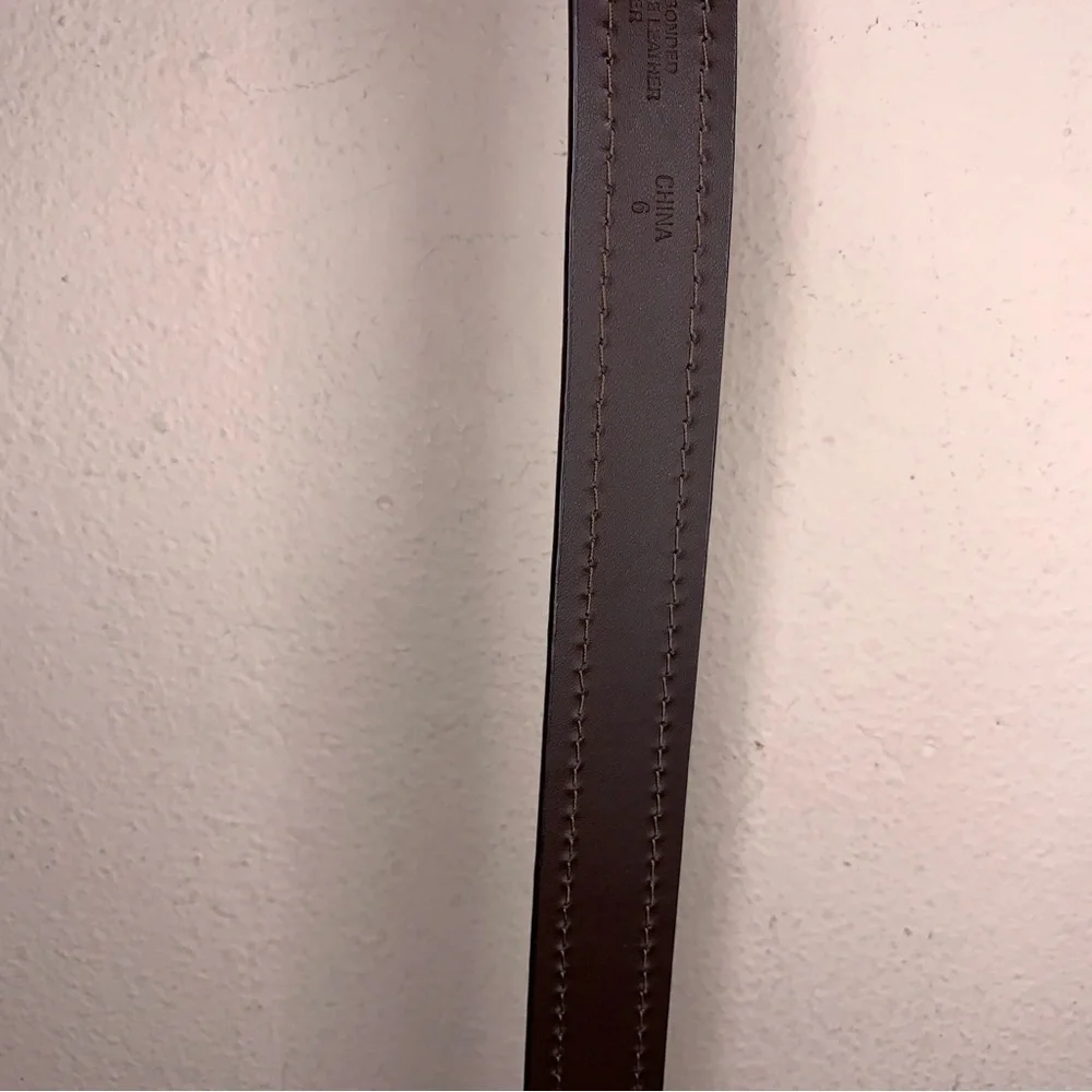 Size 36 Brown Leather Bonded Belt Classic Mens Silver Buckle Pebbled Leather